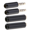 2PC 3.5mm 1/8" Jack 4 Pole Stereo Audio Male Plug + Female Jack Soldering Black