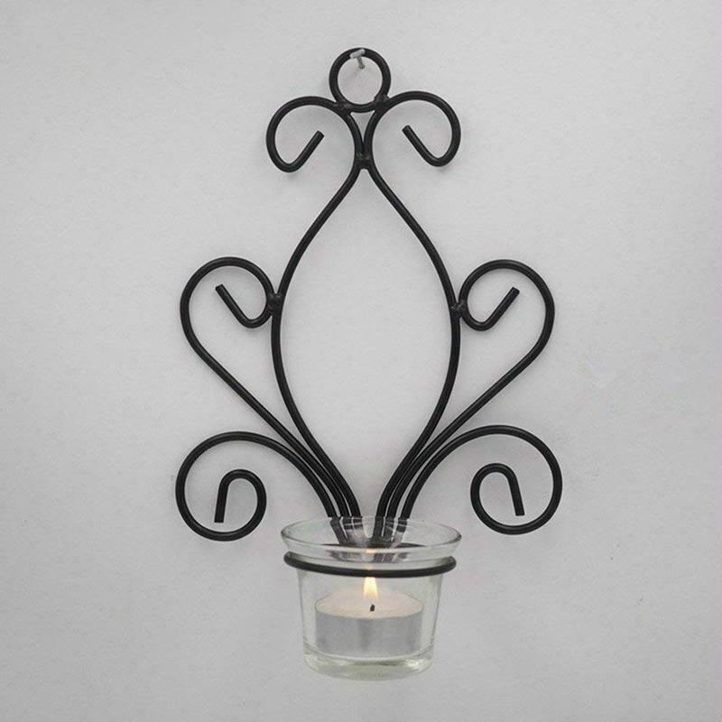 Set of Two, Iron Wall Sconce, Tea Light Candle Sconces, High. Perfect Gift  Y6M9