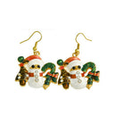 2 Pairs Novelty Christmas Gift Party Dangle Xmas Santa Bell Snowman Earrings