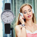 Waterproof Star Sky Quartz Watch Women Leather Strap Wristwatch (Black A) A