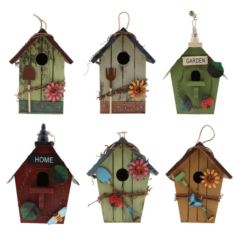 2Pcs Wooden Bird House, Birdnest, Weatherproof Country House Design for Easy