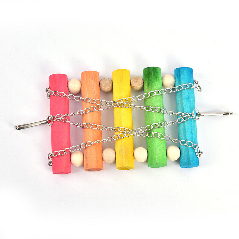 Bird Hanging Swing Toys Wood Parrot Parakeet Perches Finches Pets Accessories`US