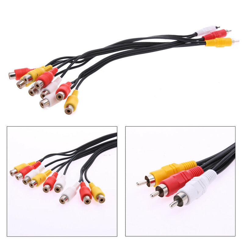 3 RCA Male to 9 RCA Female Composite Audio Video AV Cable Splitter for DVD