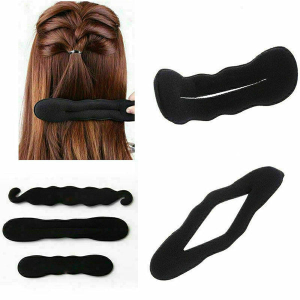 3 Pcs Set Hair Fast Bun Magic Foam Sponge Hair Tool Bun Maker T Plate M4Q1 O4S9