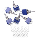 6 pieces On-off-on 3-way mini Toggle switch 6 pin 6A 125VAC I6O8