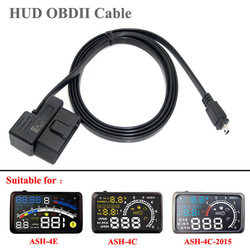 1.95M OBD II 2 Cable Diagnostic Adaptor OBD ii to Mini USB Cable for HUD5.5 HUD
