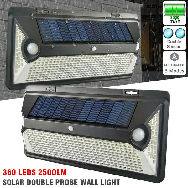 360 LED Waterproof Solar Power PIR Motion Sensor Wall Light Outdoor Garden Lamp