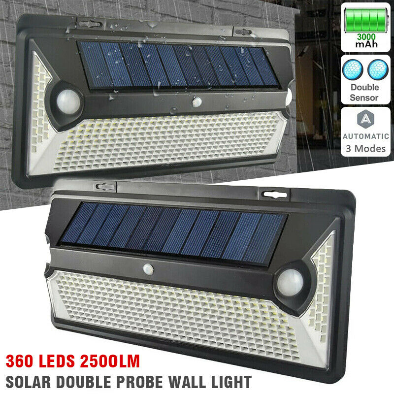 360 LED Waterproof Solar Power PIR Motion Sensor Wall Light Outdoor Garden Lamp