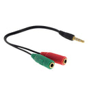 8in Black 3.5Mm Female Headset With Dual Male Audio Splitter Connector