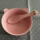 2 Pcs/Set Baby Feeding Food Tableware Panda Wheat Kid Dishes Eco-Friendly C K2I1