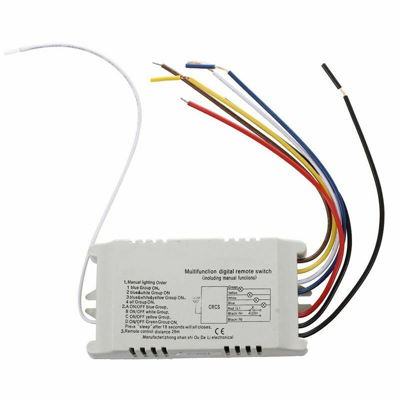 Wireless 4 Channels ON/OFF 220V Lamp Remote Control Switch Receiver Transmi H6X4