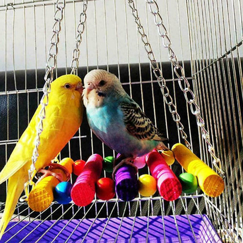 3PCS/Set Bird Parrot Toys Set Hanging Bell Bird Cage Hammock Small Swing Y5M6