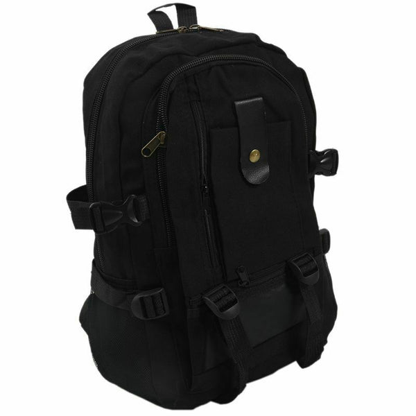 male Retro Leisure tourism canvas backpack black M1P2