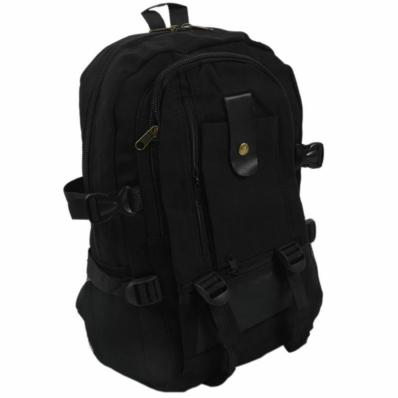 male Retro Leisure tourism canvas backpack black M1P2
