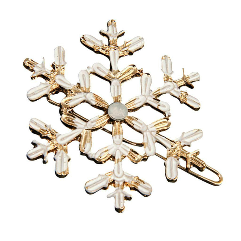Large Snowflake Barrette Clip Hairpin Wedding Charm Enamel Hair Accessories