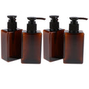 4pcs Refillable Empty Amber PET Bottles - Plastic Shampoo, Conditioner & Wash