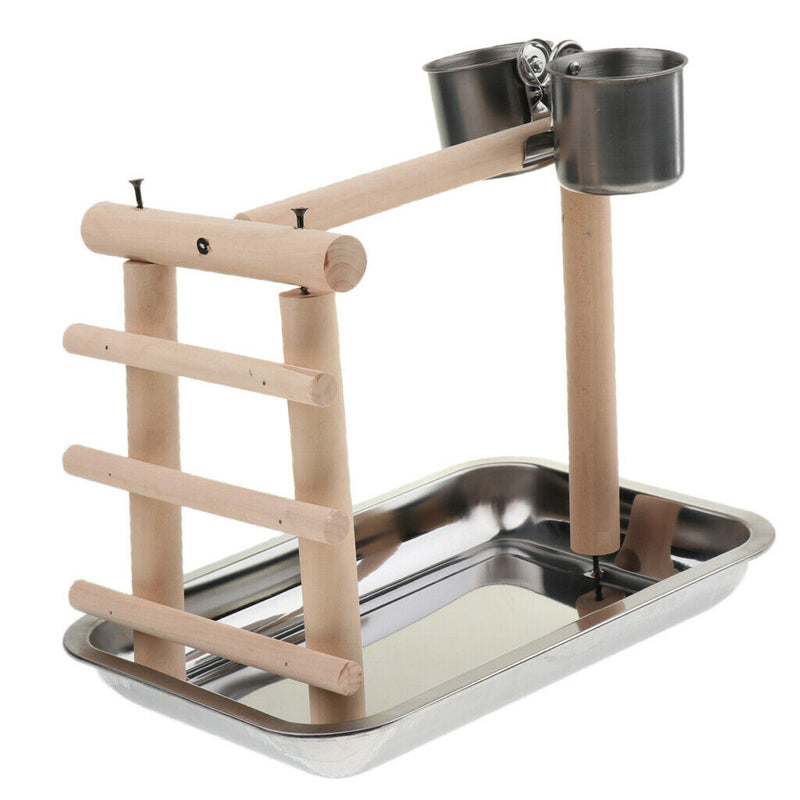 Bird Perch, Parrot Training Stand, Play Gym Tabletop with 2 Feeder Cup