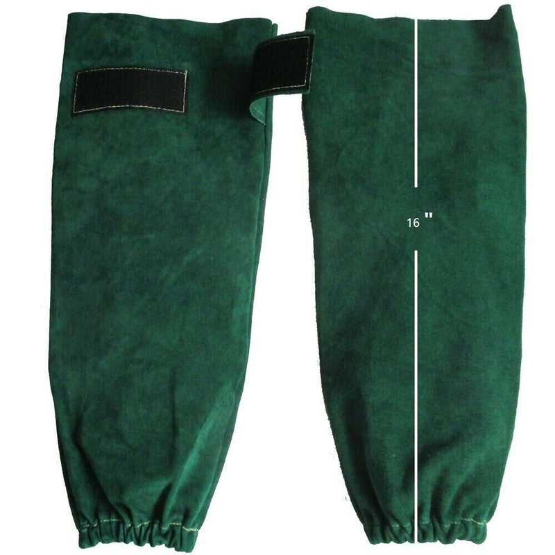 33-7416 Green Heat Resistant 16" Long Split Cowhide Leather Welding Sleeves