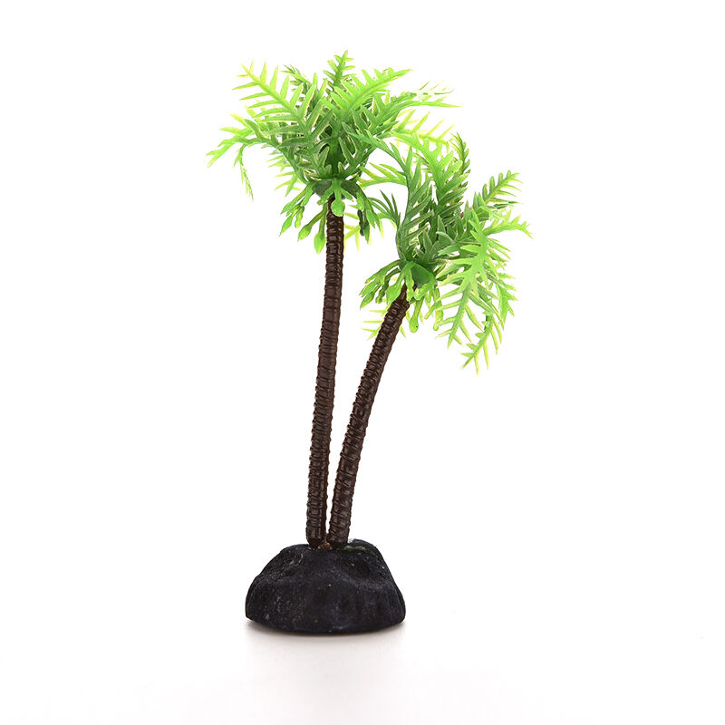 Plastic Aquarium Coconut Tree Fish Tank Plants Ornament Decoration Fresh New MO