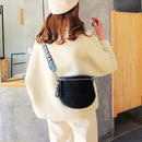 Fashion Crossbody Bag Women Leather Shoulder Messenger Saddle Bags (Black)