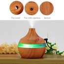 USB 300ml Humidifier Purifier Wood Grain LED Essential Oil Diffuser A