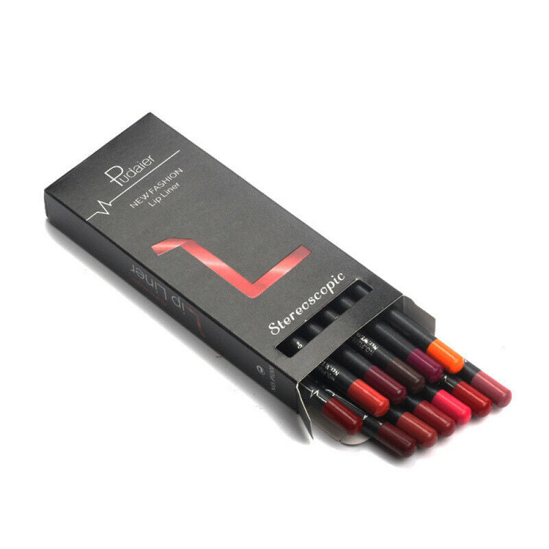 12Pcs Lipliner Waterproof Lip Liner Pencil Long Lasting Matte Lipstick L DXP