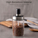 3Pcs Glass Airtight Jar Spice Containers Bottle Condiment Salt Pepper Seaso