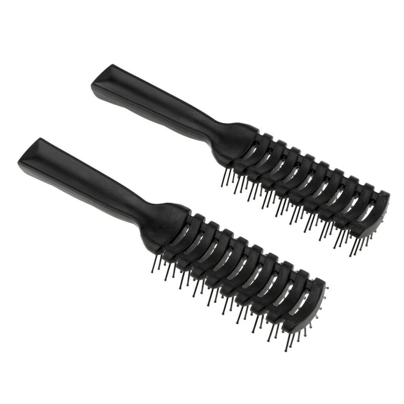 (Pack 2) 7.7'' Plastic Black Handle Ribs Hair Comb Brushes, Hair Comb for