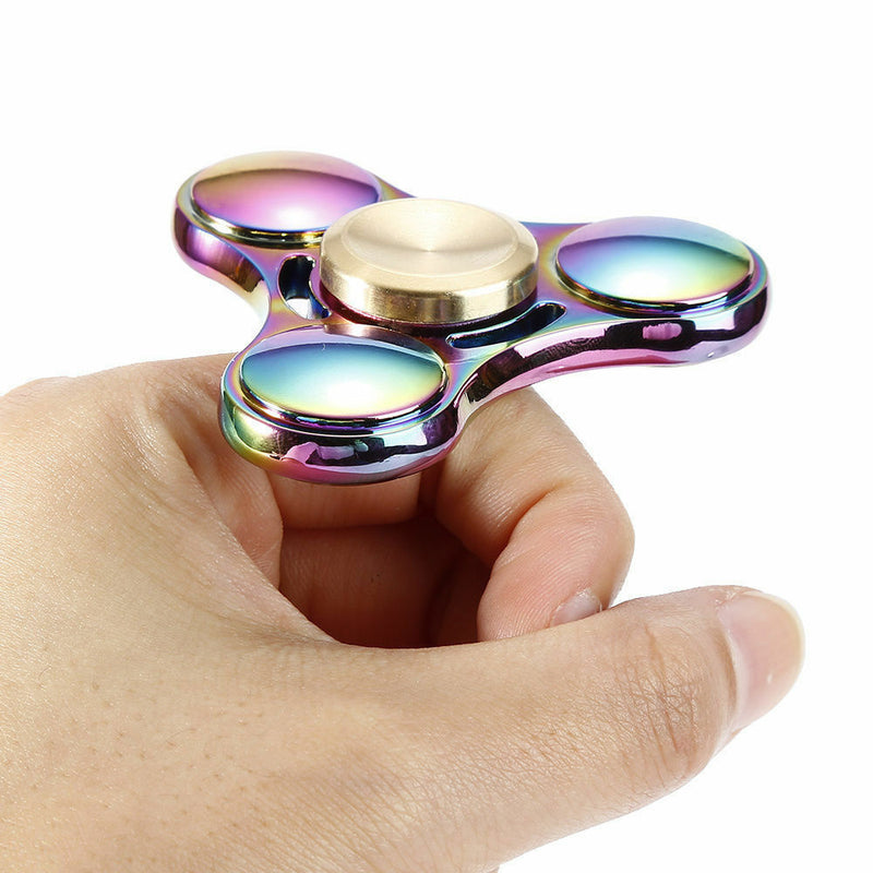 Rainbow Tri Hand Spinner Fidget Bearing EDC Gyro Fingertips Titanium Alloy