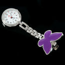 New Fashion Butterfly Nurse Table Pocket Watch with Clip Brooch Chain Quart B4H7