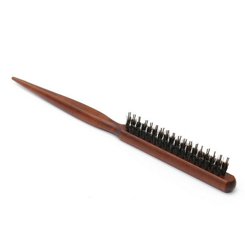 Wood Handle Natural Boar Bristle Hair Brush Fluffy Comb Hairdressing Barber I4A8