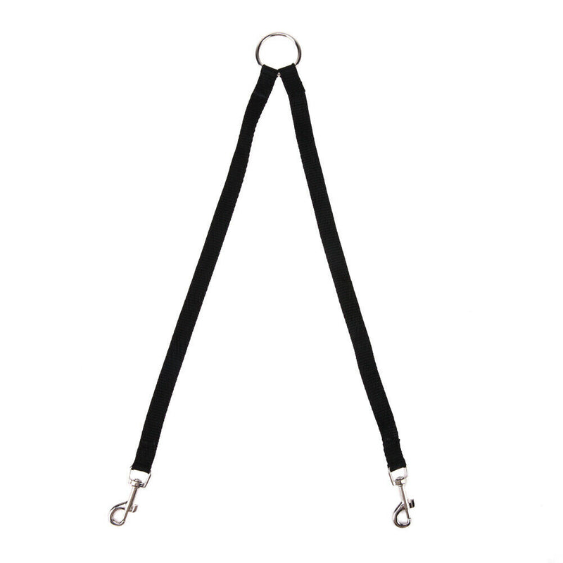 Nylon Double Dual Two Pets Dogs Leash 2 Way Coupler Walk Necklace(Black)