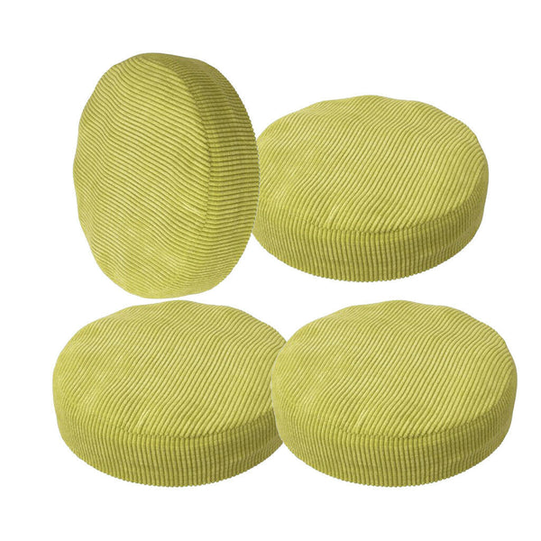 4Pcs Elastic Winter Plush Round Chair Seat Cover Removable ~Green_Size 4
