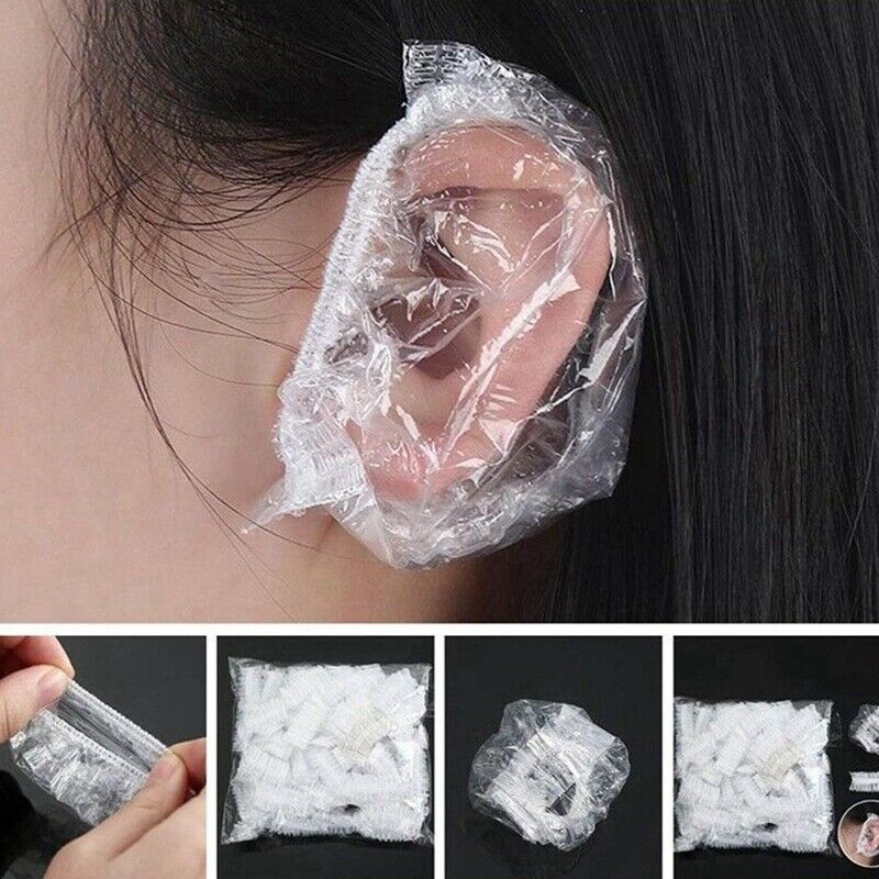 100Pcs Disposable Bath Shower/Dyeing Hair Ear Guard, Waterproof Ear Protect S4B2