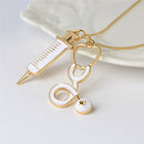 Alloy Medical Stethoscope Syringe Charm Pendant Necklace Chain Women Jewelry.NME