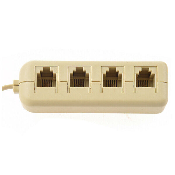 RJ11 6P4C to 6P4C 4 Way Telephone Line Modular Splitter Adapter Beige U8I2