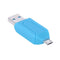 USB2.0 Micro USB OTG Card Reader for TF SD Memery Card for PC Phone (Blue)