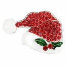 Christmas Brooch Pins Santa Hat Red and White Crystal Rhinestone Covered Sc R3H9