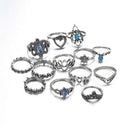 13 Piece Set Rings Fashion Retro Boho Dainty Bohemian Party Star gem Jewelry Hn