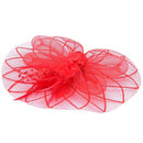 Flower Feather Fascinator Headband Hat Wedding Prom Ladies, Red