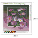 5D DIY Full Drill Diamond Painting Pink Flowers Cross Stitch Embroidery Kit