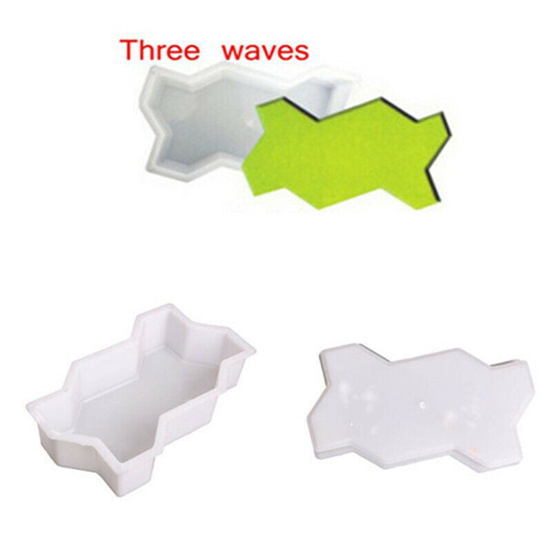 Three Waveform Garden Path Plastic Concrete Paving Brick Mold Diy Walkway C