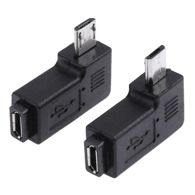 2pcs 90 Degree Micro USB Female to Micro USB Male Adapter Connector