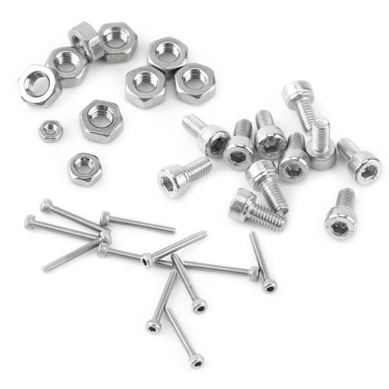 480pcs M2 M3 M4 304 Stainless Steel Hex Socket Head Cap Screws Nut Kit Set + Box