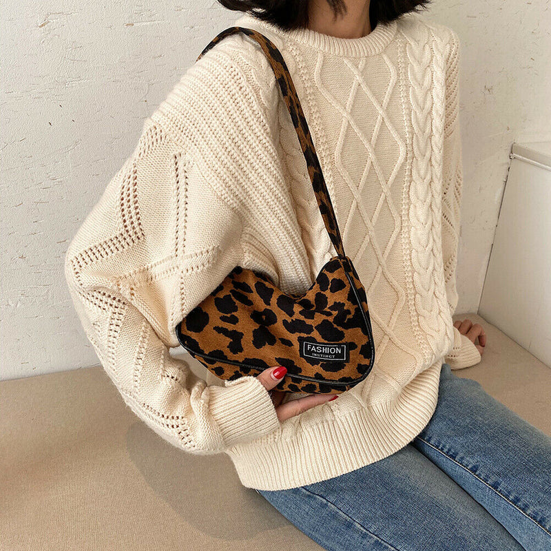 Animal Pattern Women Underarm Shoulder Bag Women Travel Handbags (Leopard)