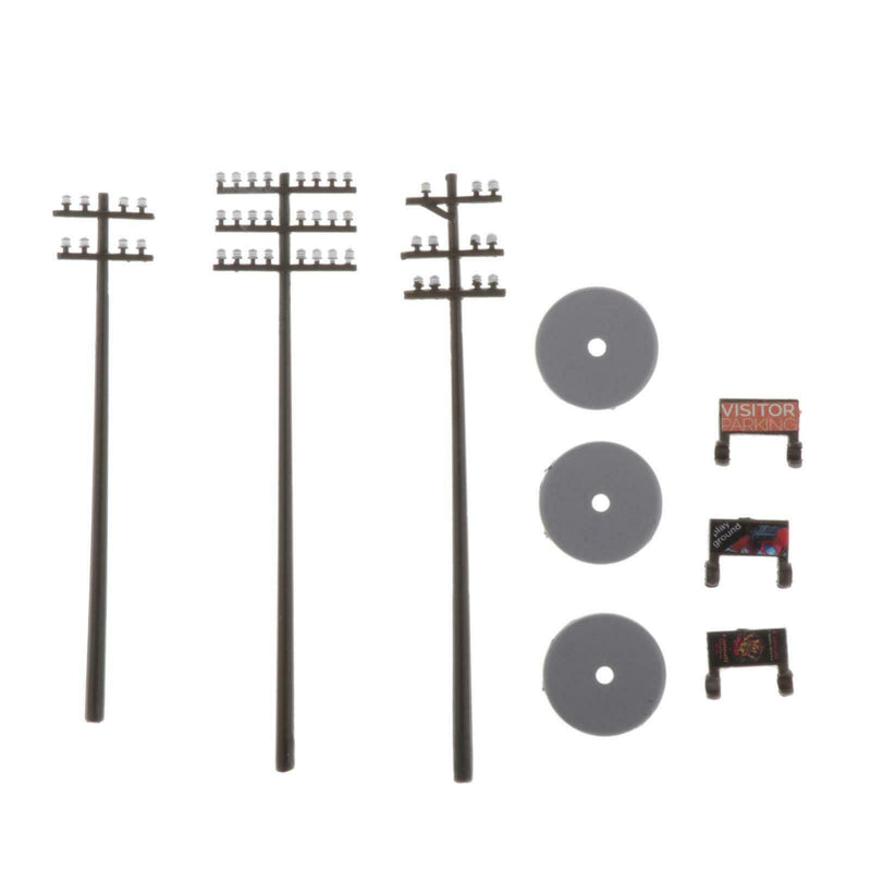 3pcs 1/87 Electric Line Poles Telephone Poles SCENERY Building Accessories