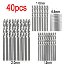 40 Pcs Mini Drill Hss Bit 0.6Mm-2.0Mm Straight Shank Pcb Twist Drill Bits S