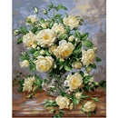 30x40cm White Rose DIY Paint By Numbers Oil Painting Kit Canvas