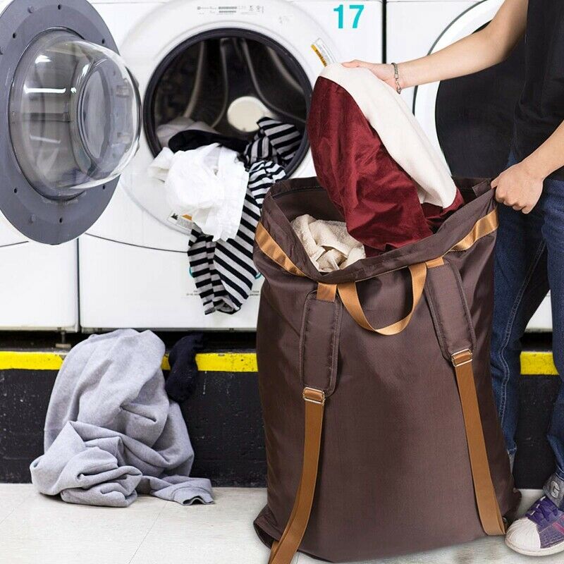 Large Laundry Bag 24 inch X34 inch with Zipper, College Laundry Backpack wi J4O1