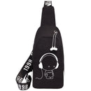 Music Crossbody Bag For Men Usb Charging Shoulder Bag Waterproof Oxford Mal